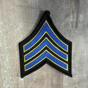 Heros Pride 1 SINGLE PATCH SGT Chevrons Merrowed Border Royal-Med Gold/Black 3"
